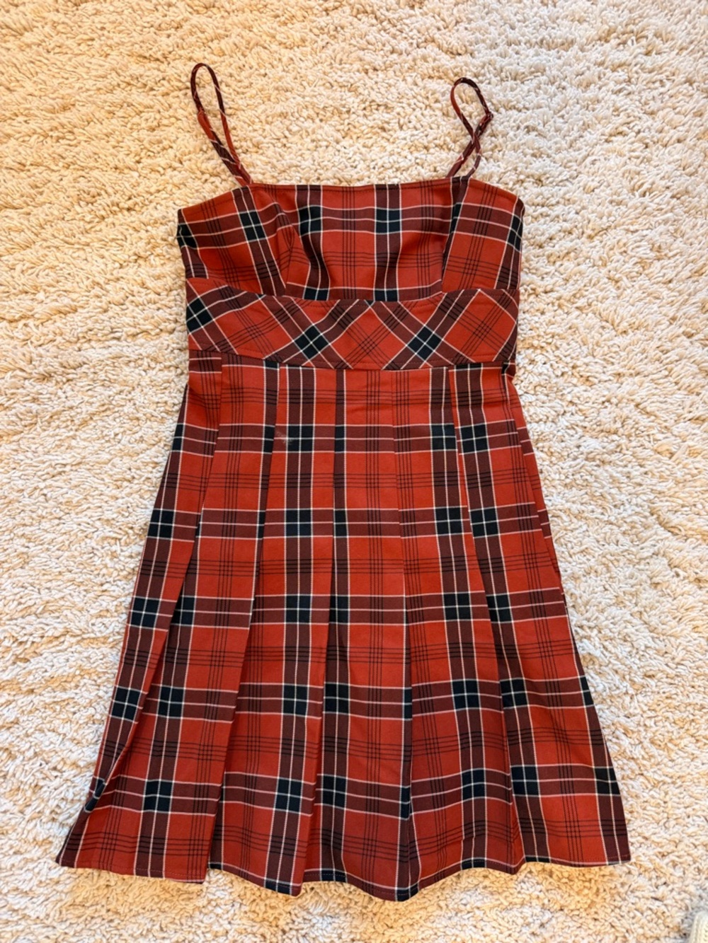 bp Red Plaid Spaghetti-Strap Mini Dress